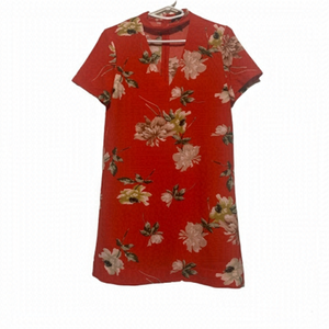 Revamped Red Floral A-Line Midi Dress Size M – Peekaboo Neckline